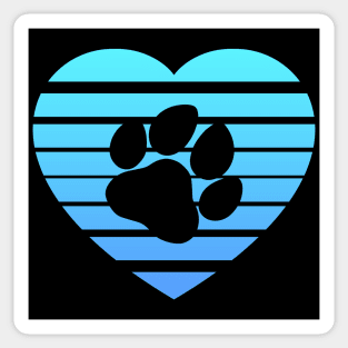 Dog Paw Heart Valentine - Light Blue Gradient Sticker